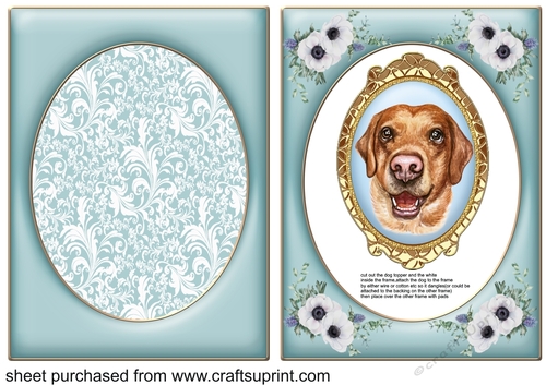 Blue floral Labrador dangler card front 2