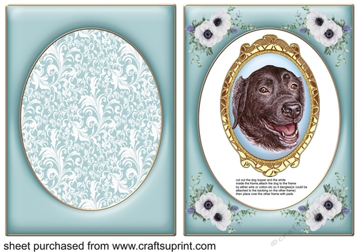 Blue floral Labrador dangler card front 4