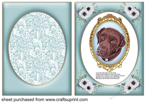 Blue floral Labrador dangler card front 6