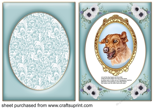 Blue floral Labrador dangler card front 7