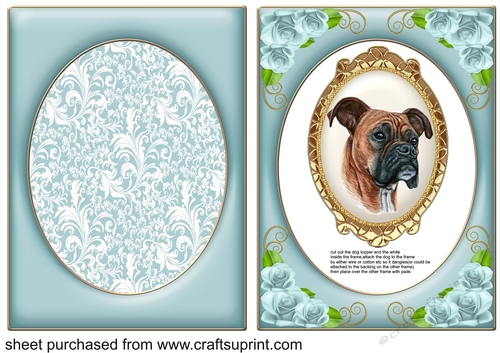 Blue floral Boxer dangler card front 2