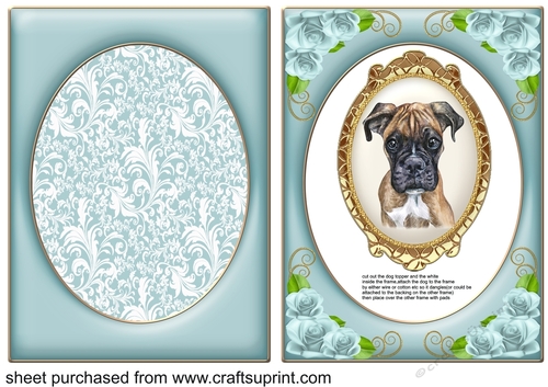 Blue floral Boxer dangler card front 3