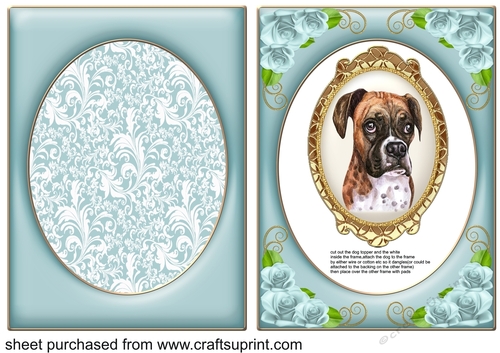 Blue floral Boxer dangler card front 4