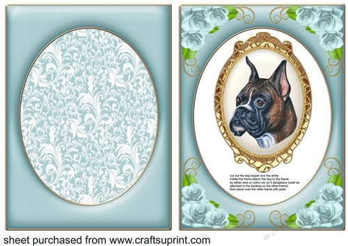 Blue floral Boxer dangler card front 5