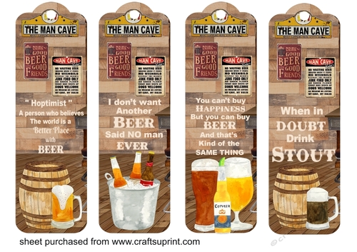 4 Birthday beer themed toppers/bookmarks 1
