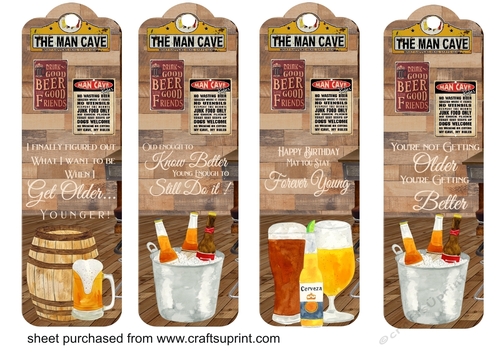 4 Birthday beer themed toppers/bookmarks 2