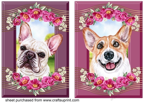 2 Crimson floral pup card fronts 8