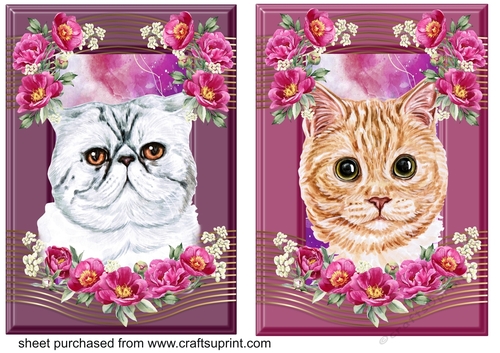 2 Crimson floral cat card fronts 5