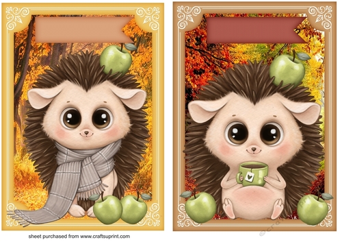2 Autumn/Fall Hedgehog card fronts 1