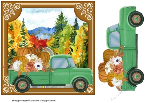 Green Autumn/Fall truck card front