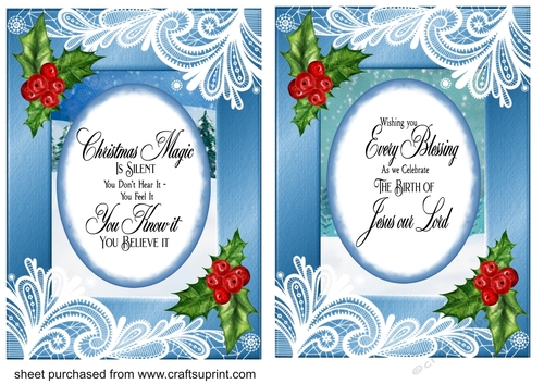 2 Christmas Blessings card fronts/inserts 3