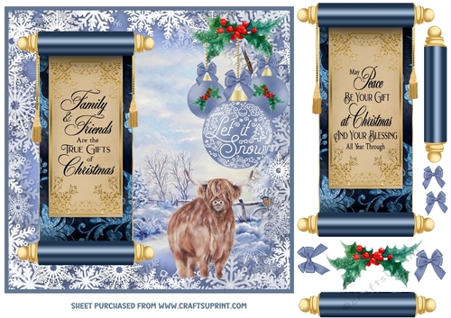 Let it snow Highland cow card front