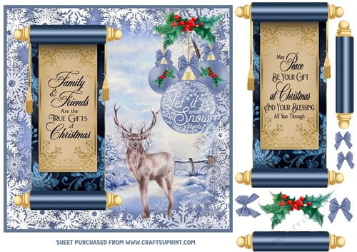 Let it snow Highland stag card front
