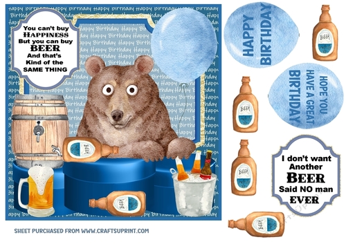 Male Birthday beer card front 2