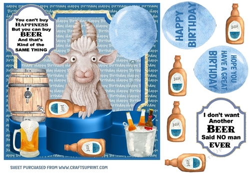 Male Birthday beer card front 4