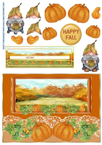 Fall/Autumn gnome slider card front
