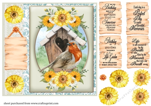 Floral bird card front 4