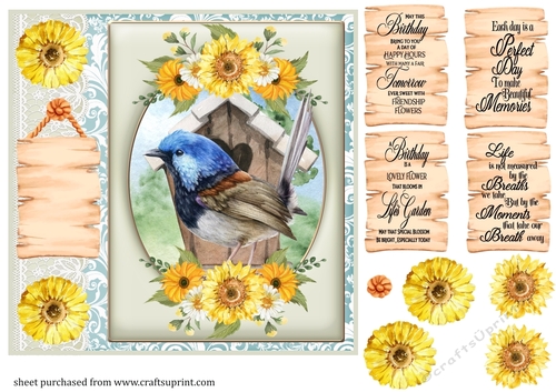Floral bird card front 9