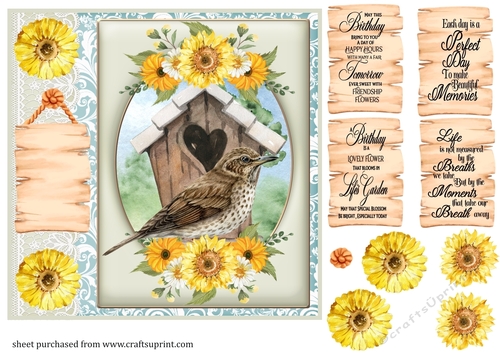 Floral bird card front 12