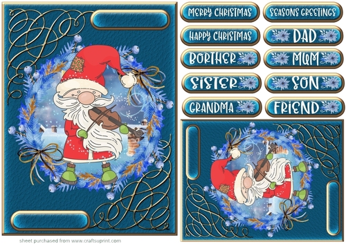 Santa on rooftop card front 2