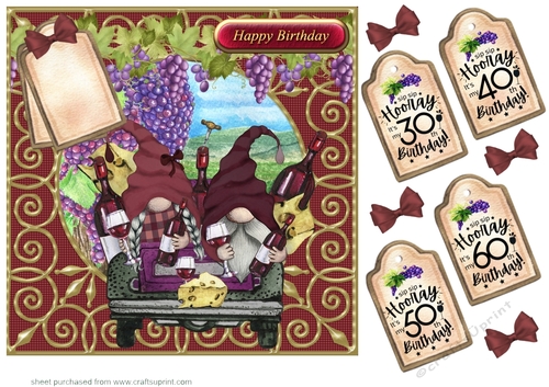 Red wine Birthday card front 2