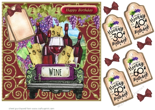 Red wine Birthday card front 3