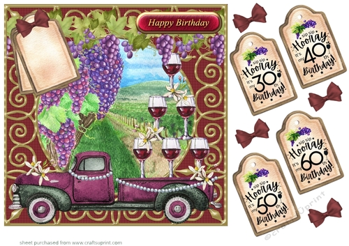 Red wine Birthday card front 5