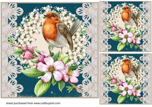 3 Floral bird card front/toppers 7