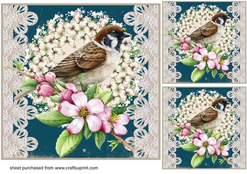 3 Floral bird card front/toppers 9