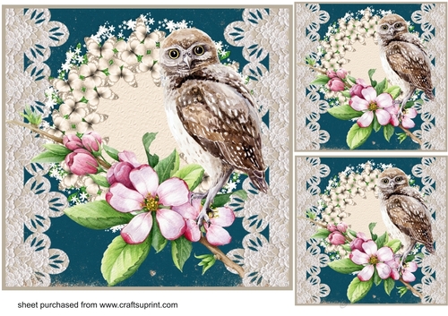 3 Floral bird card front/toppers 13