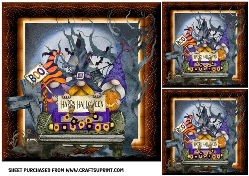 3 Halloween gnome card front/toppers 1
