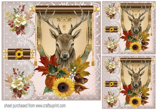 3 Autumn stag card front/toppers