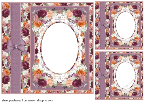 3 Autumn roses card front/topper blanks