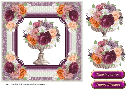 3 Autumn rose arrangement card front/toppers