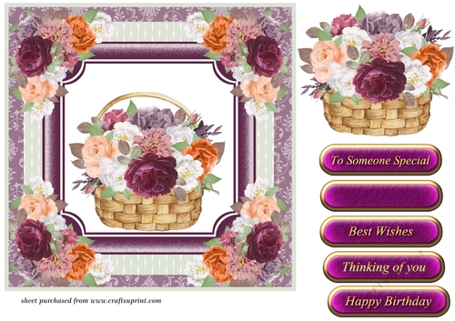 3 Autumn rose arrangement card front/toppers 2