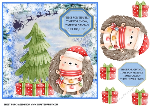 Christmas forest hedgehog card front 3
