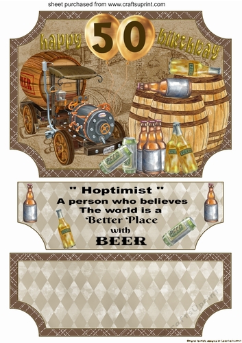 Brewery themed 50th Birthday Easel and stopper(no base)