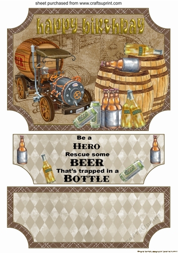 Be a Hero beer Birthday easel topper and stopper(no base)
