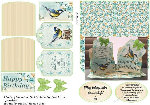 Cute floral a little birdy told me pocket double easel mini kit