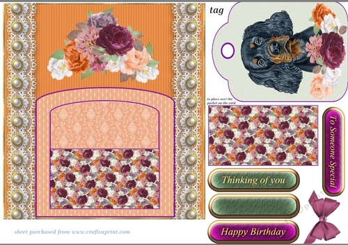 Orange and purple cute dog pocket card front 2
