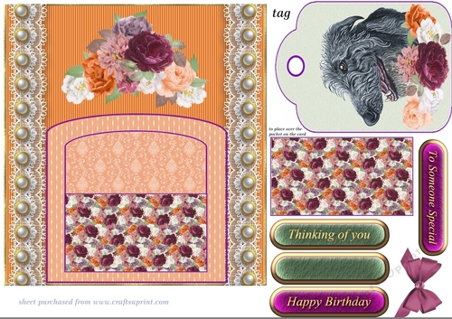 Orange and purple cute dog pocket card front 4