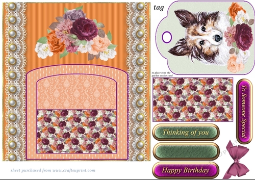 Orange and purple cute dog pocket card front 5