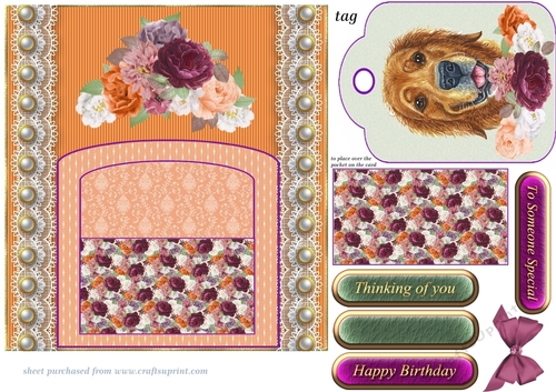 Orange and purple cute dog pocket card front 8
