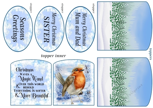 Christmas robin double easel toppers and stoppers(easel base sold separately)4