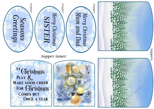Christmas robin double easel toppers and stoppers(easel base sold separately)5