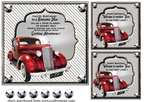 3 Silver Vintage car card front/toppers 4