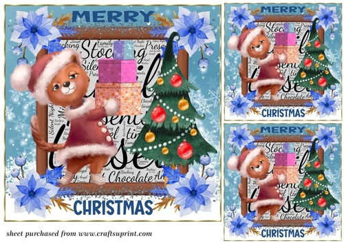3 Christmas Kitty card front/toppers