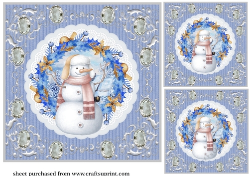 3 Christmas snowman card front/toppers 2