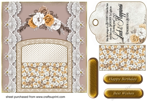 Chocolate and caramel roses pocket tag card front 2