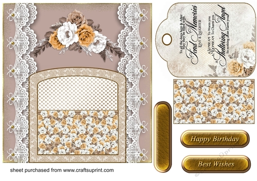 Chocolate and caramel roses pocket tag card front 3
